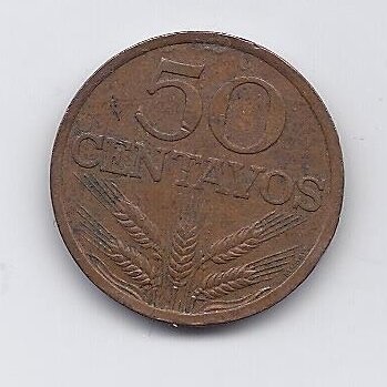 PORTUGAL 50 CENTAVOS 1973 KM # 596 VF