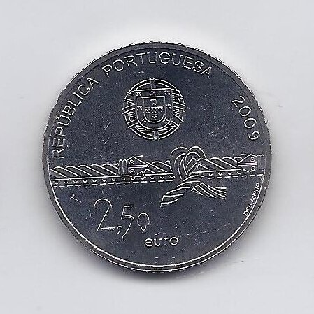 PORTUGAL 2.50 EURO 2009 KM # 793 AU World Heritage - Belém Tower 1