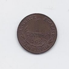 PRANCŪZIJA 1 CENTIME 1902 KM # 840 VF