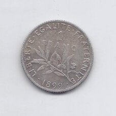 PRANCŪZIJA 1 FRANC 1899 KM # 844 VF