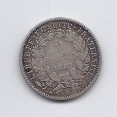 PRANCŪZIJA 2 FRANCS 1887 A KM # 817.1 F/VF