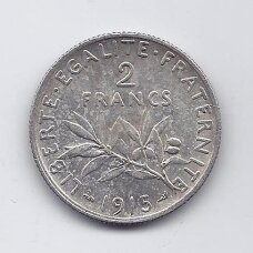 PRANCŪZIJA 2 FRANCS 1915 KM # 845 XF