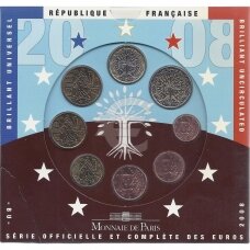 PRANCŪZIJA 2008 m. Oficialus euro monetų rinkinys