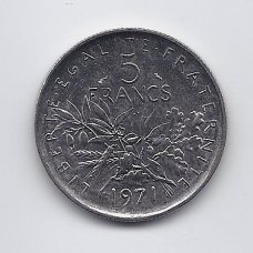 PRANCŪZIJA 5 FRANCS 1971 KM # 926a.1 VF/XF