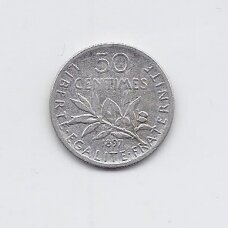 PRANCŪZIJA 50 CENTIMES 1897 KM # 854 VF PRANCŪZIJA 50 CENTIMES 1897 KM # 854 VF