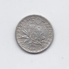 FRANCE  50 CENTIMES 1916 KM # 854 VF