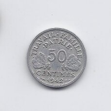 FRANCE 50 CENTIMES 1942 KM # 914.1 VF FRANCE 50 CENTIMES 1942 KM # 914.1 VF