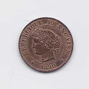 PRANCŪZIJA 1 CENTIME 1890 A KM # 826.1 AU 1