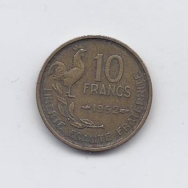 PRANCŪZIJA 10 FRANCS 1952 KM # 915.1 VF