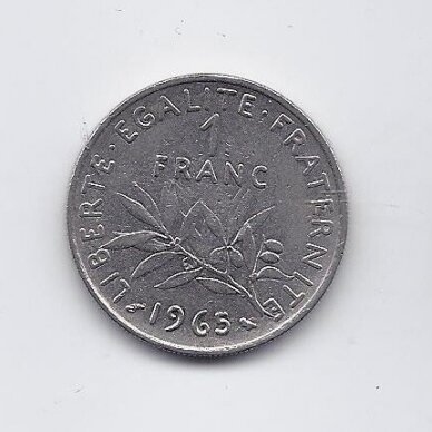 PRANCŪZIJA 1 FRANC 1965 KM # 925.1 VF/XF