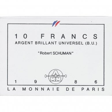 FRANCE 10 FRANCS 1986 KM # 958a BU Robert Schuman 2