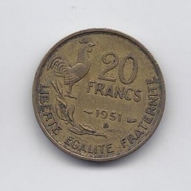 FRANCE 20 FRANCS 1951 B KM # 917.2 VF