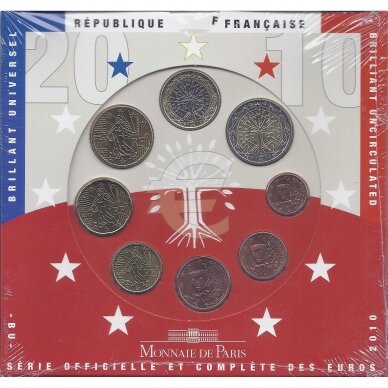 PRANCŪZIJA 2010 m. Oficialus euro monetų rinkinys