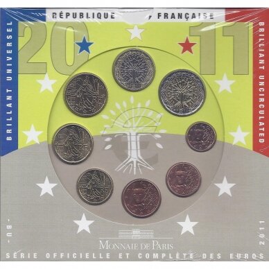 PRANCŪZIJA 2011 m. Oficialus euro monetų rinkinys