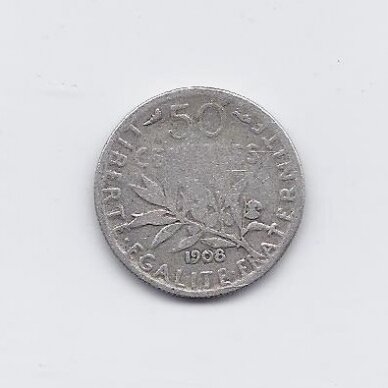 FRANCE 50 CENTIMES 1908 KM # 854 F