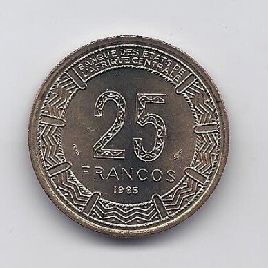 PUSIAUJO GVINĖJA 25 FRANCS 1985 KM # 60 AU