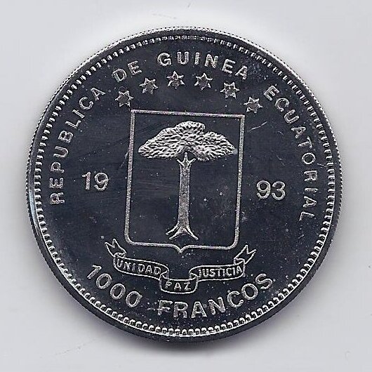PUSIAUJO GVINĖJA 1000 FRANCS 1993 KM # 131 PROOF Futbolas 1