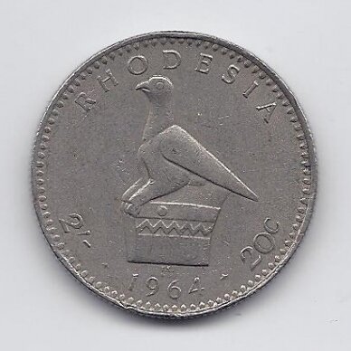 RODEZIJA 20 CENTS 1964 KM # 3 F/VF