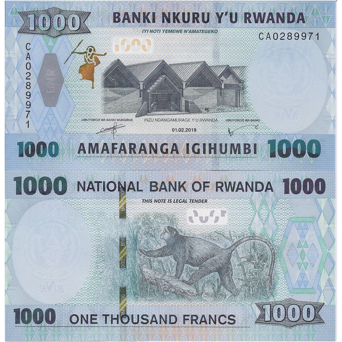 Rwanda 1000 Francs 2019 P New Unc Banknotai Www Coins Lt