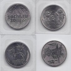 RUSIJA 25 ROUBLES 2011 - 2014 m. Sočio olimpiados 4 monetų rinkinys