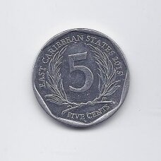 EAST CARIBBEAN STATES 5 CENTS 2015 KM # 36 XF
