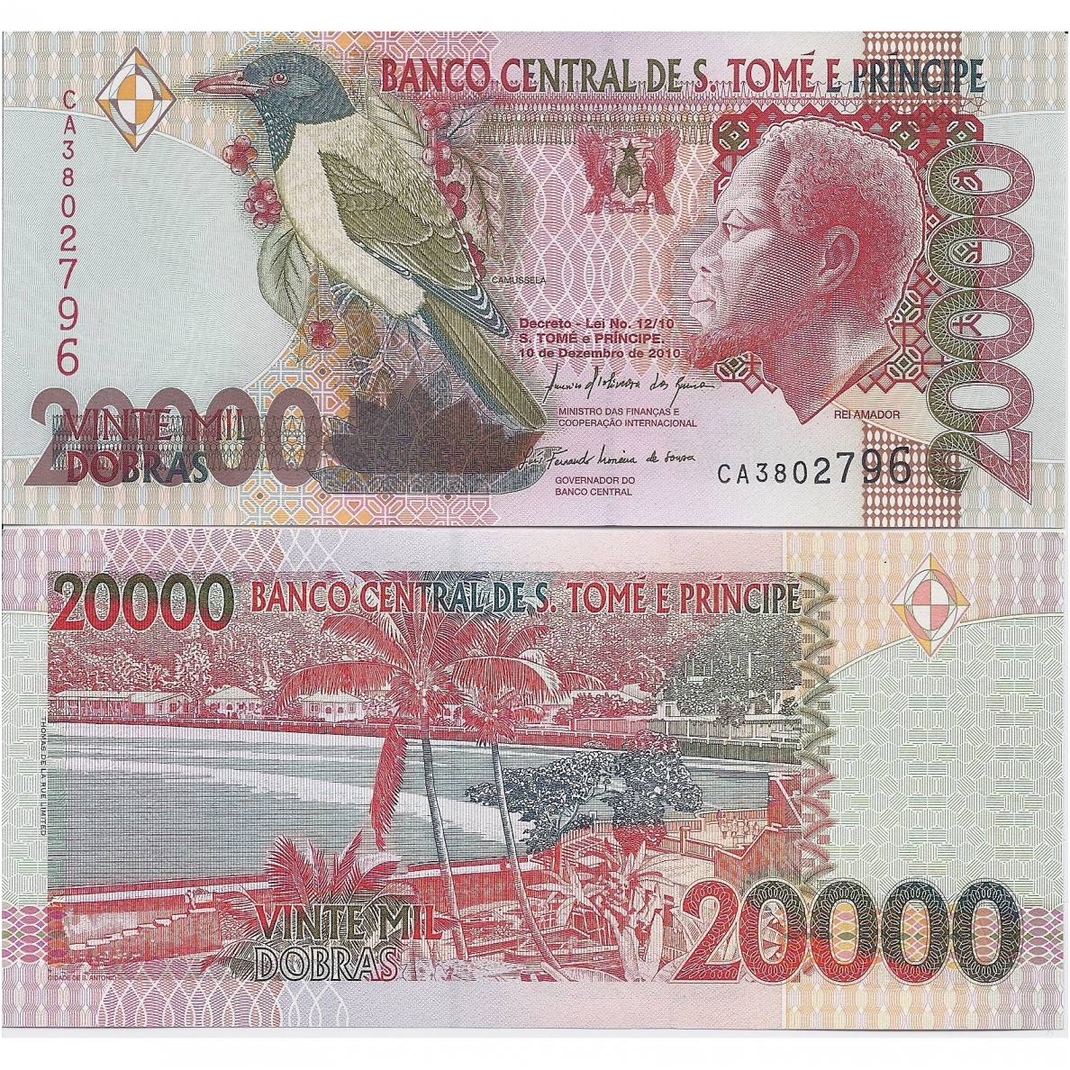 SAO TOME AND PRINCIPE 20 000 DOBRAS 2010 P # 67d AU