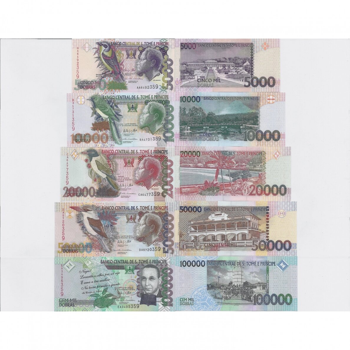 SAO TOME & PRINCIPE 2013 5 banknotes set