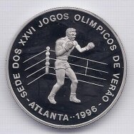 SAN TOMĖ IR PRINSIPĖ 1000 DOBRAS 1993 KM # 56 PROOF Atlanto Olimpiada 1996 - Boksas