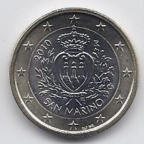 SAN MARINAS 1 EURO 2010 KM # 485 UNC