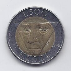 SAN MARINAS 500 LIRE 1996 KM # 357 VF Friedrich Hegel