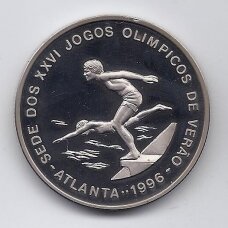 SAO TOME AND PRINCIPE 1000 DOBRAS 1993 KM # 63 PROOF Atlanta Olympics 1996 - Swimming