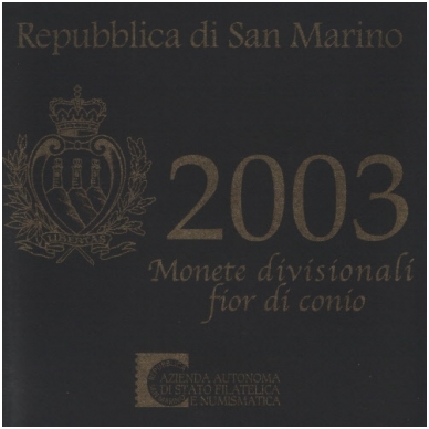 SAN MARINAS 2003 m. euro monetų rinkinys su 5 eurų sidabrine moneta