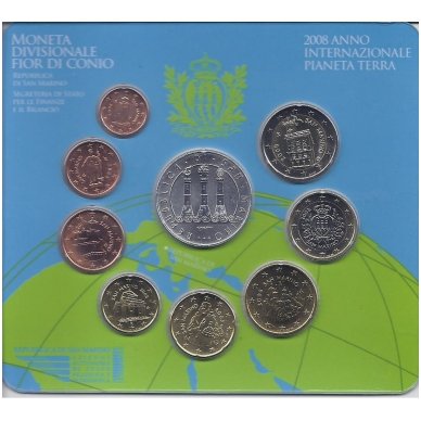 San Marinas 2008 m. euro monetų rinkinys su 5 eurų sidabrine 1
