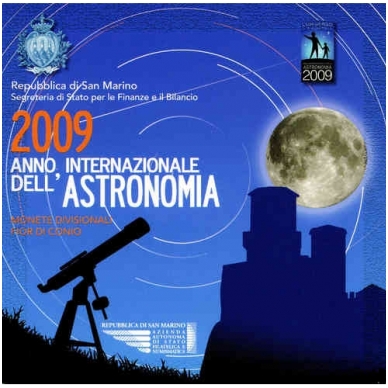 San Marinas 2009 m. euro monetų rinkinys su 5 eurų sidabrine moneta Astronomijai