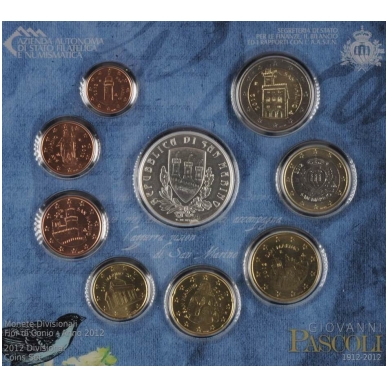 SAN MARINAS 2012 m. euro monetų rinkinys su 5 eurų sidabrine moneta 1
