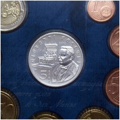 SAN MARINAS 2012 m. euro monetų rinkinys su 5 eurų sidabrine moneta 2