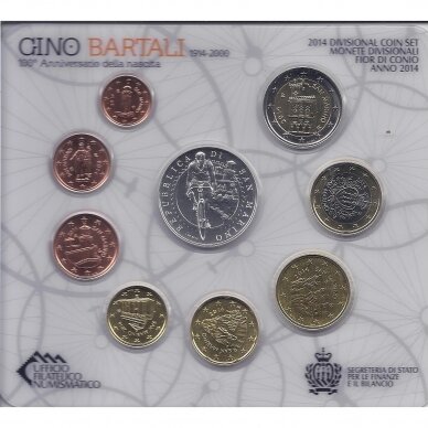 San Marino 2014 full euro coin set with 5 euro silver coin ( Gino Bartali) 1
