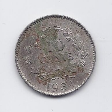 SARAWAK 10 CENTS 1934 KM # 16 F