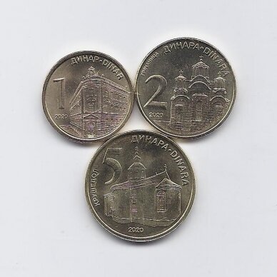SERBIA 2020 THREE COINS SET: 1 to 5 DINARA