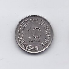 SINGAPŪRAS 10 CENTS 1969 KM # 3 VF SINGAPŪRAS 10 CENTS 1969 KM # 3 VF