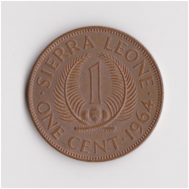 SIERRA LEONE 1 CENT 1964 KM # 17 VF