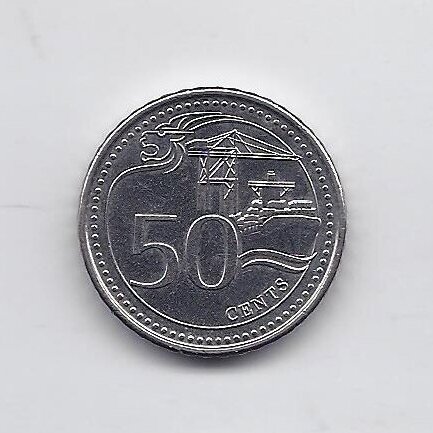 SINGAPŪRAS 50 CENTS 2013 KM # 348 XF