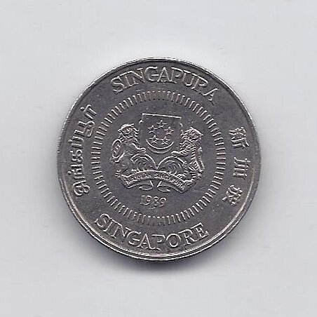 SINGAPŪRAS 50 CENTS 1989 KM # 53 VF 1