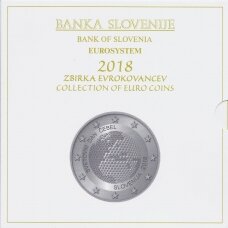 SLOVĖNIJA 2018 m. Oficialus euro monetų rinkinys su proginėmis 2-jų ir 3-jų eurų monetomis (1 ir 2 centai turi juodų taškelių)