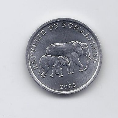 SOMALILAND 5 SHILLINGS 2005 KM # 19 AU Elephant