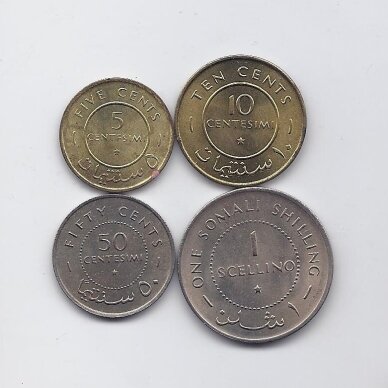 SOMALIS 1967 m. 4 monetų rinkinys (5 ir 10 centesimi su korozija)