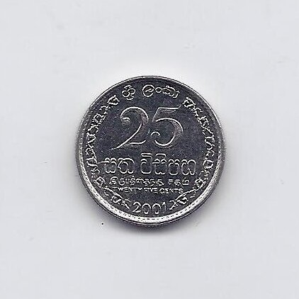 SRI LANKA 25 CENTS 2001 KM # 141a XF