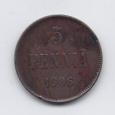 SUOMIJA 5 PENNIA 1906 KM # 15 F/VG SUOMIJA 5 PENNIA 1906 KM # 15 F/VG