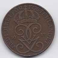 SWEDEN 5 ORE 1912 KM # 779 VF 1