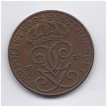 SWEDEN 5 ORE 1937 KM # 779 VF 1